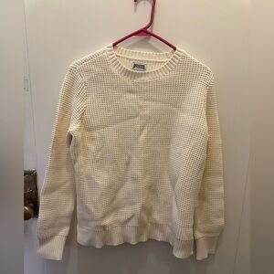 Duluth Trading Co Cream Waffle Knit Crewneck Sweater